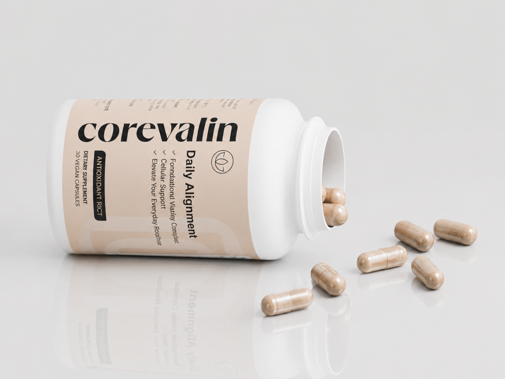 Corevalin supplement bottle with capsules